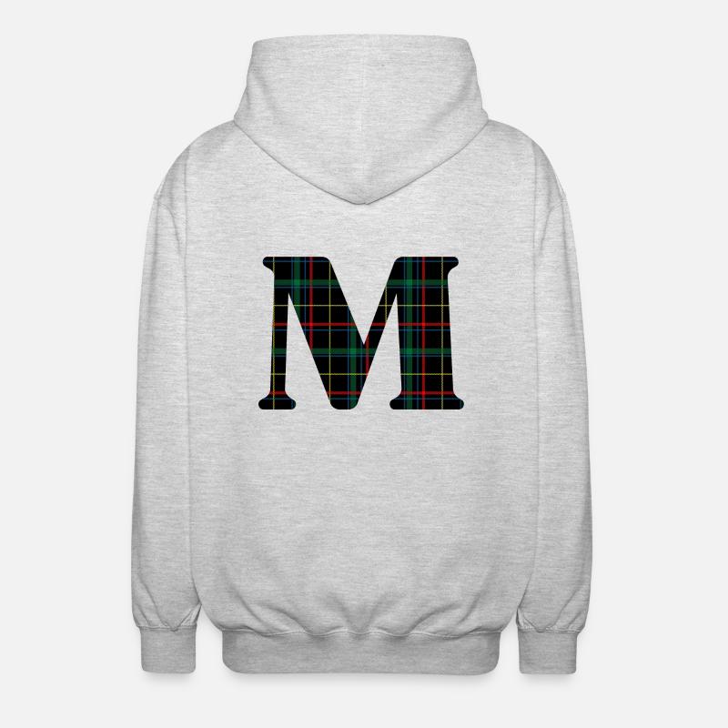 Monogramm m Schottischer Tartan - Unisex Kapuzenjacke - Hellgrau meliert
