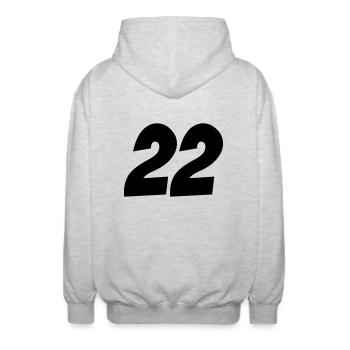 22 - Unisex Kapuzenjacke - Hellgrau meliert - Hinten - AI Model Male 185 light (185cm)