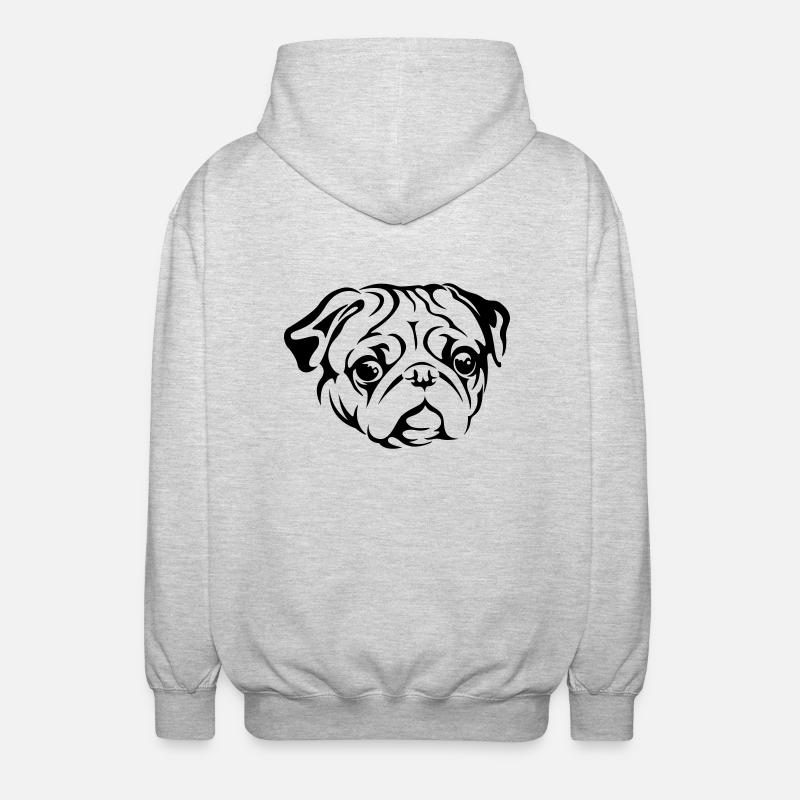 Mops - Unisex Kapuzenjacke - Hellgrau meliert