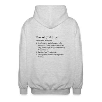 Dackel Duden - Unisex Kapuzenjacke - Hellgrau meliert - Hinten - AI Model Male 185 light (185cm)