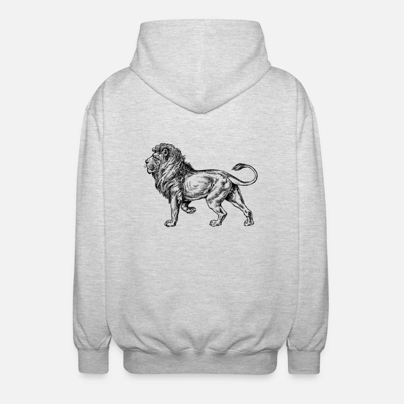Big lion black and withe - Unisex Hooded Jacket - light heather grey