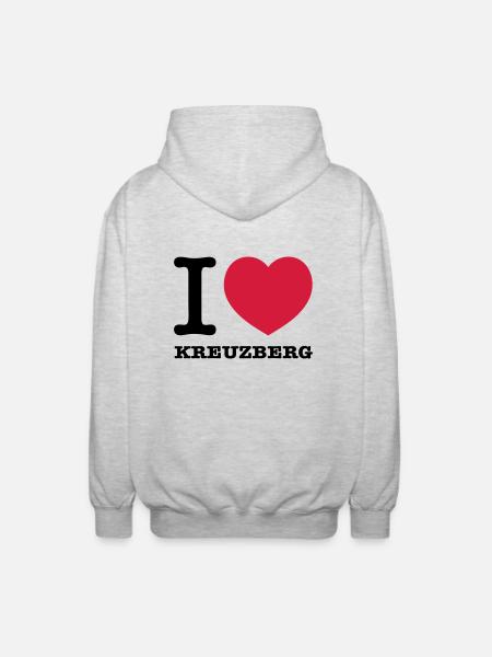 I love Kreuzberg - Unisex Kapuzenjacke - Hellgrau meliert