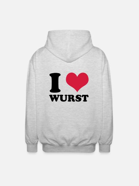 I Love Wurst - Unisex Kapuzenjacke - Hellgrau meliert