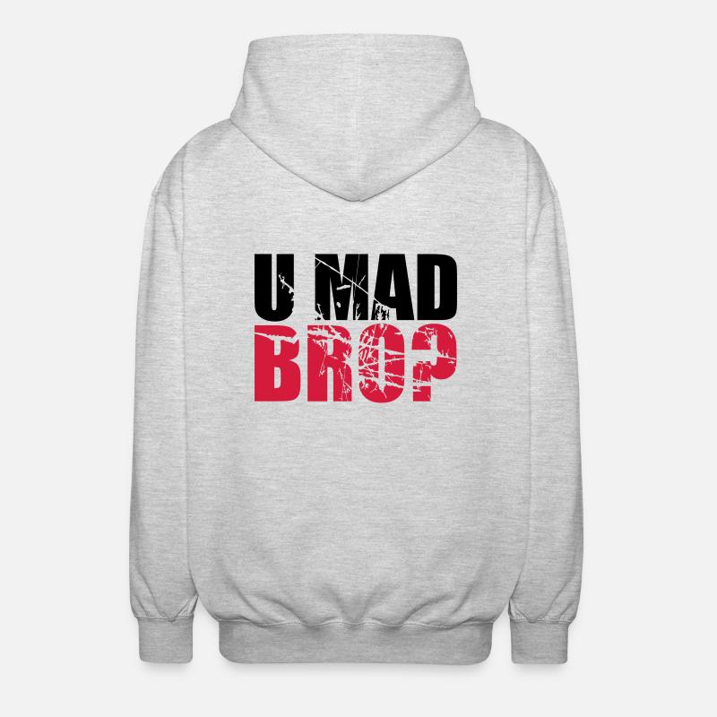 Logo U Mad BRO - Unisex Hooded Jacket - light heather grey