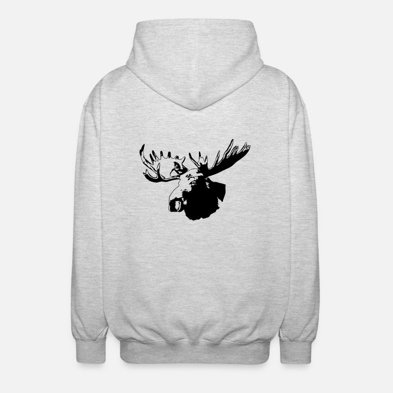 elch - elk - moose - jagd - jäger - Unisex Kapuzenjacke - Hellgrau meliert