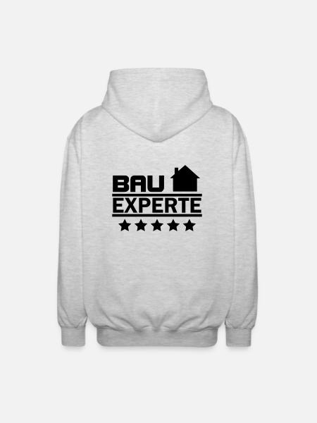 bau experte - Unisex Kapuzenjacke - Hellgrau meliert