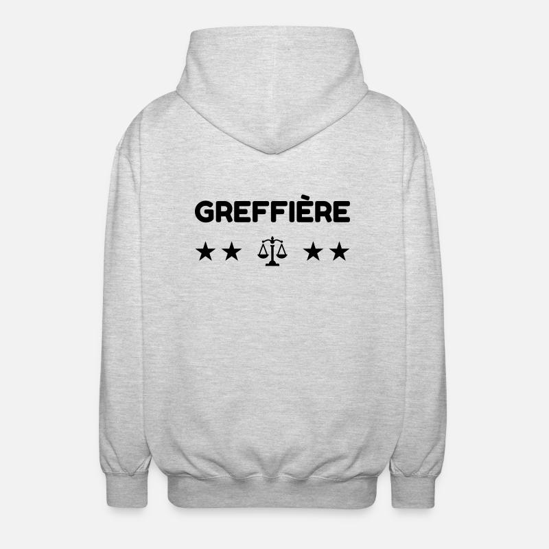 greffier / greffe / tribunal / justice / juge - Veste à capuche unisexe - gris clair chiné