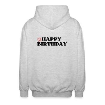 Happy Birthday Birthday Greeting Birthday Gift - Unisex Hooded Jacket - light heather grey - Back - AI Model Male 185 light (185cm)