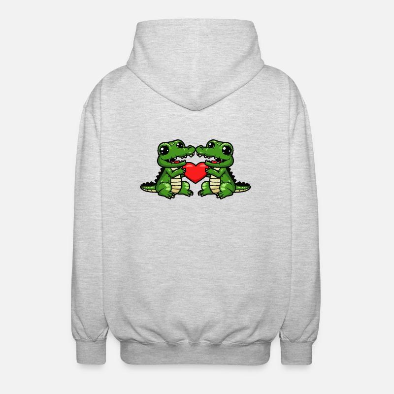 Couple d’alligators Saint-Valentin - Veste à capuche unisexe - gris clair chiné