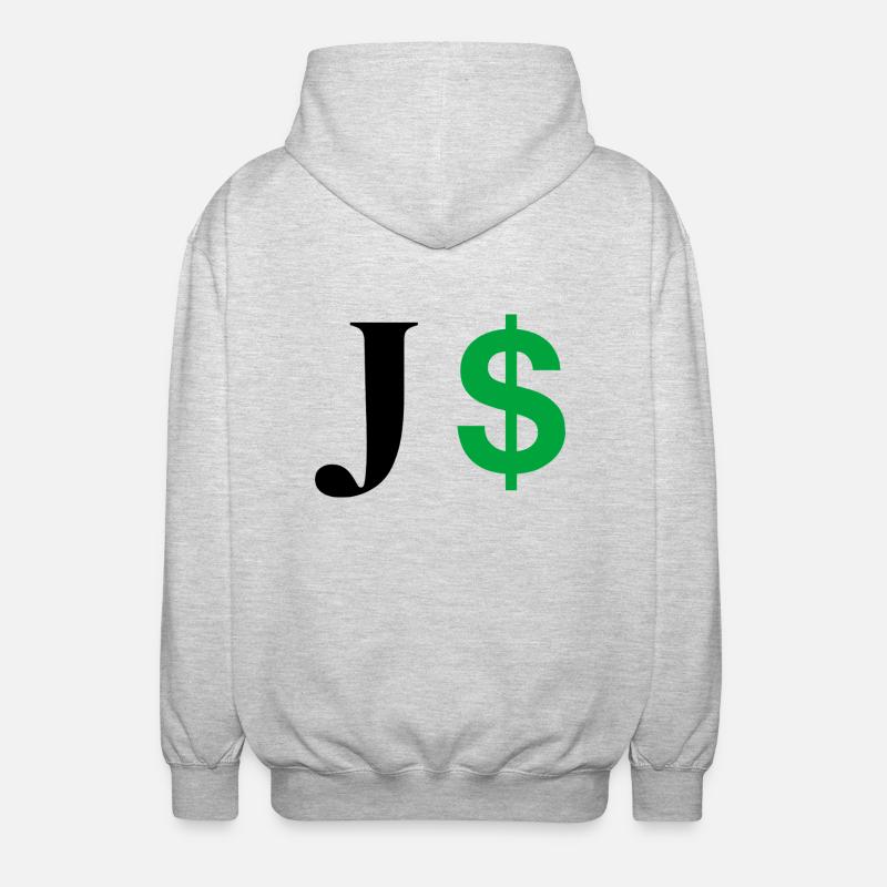 Buchstabe j Dollar - Unisex Kapuzenjacke - Hellgrau meliert