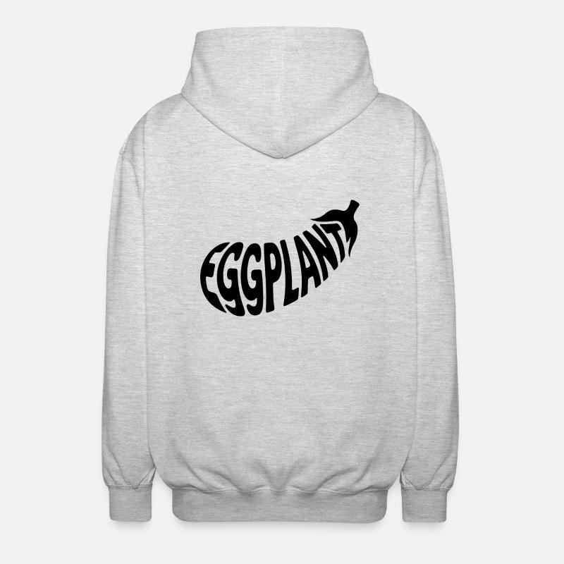 Eggplant - Cool Vegetable Logo - Unisex Hooded Jacket - light heather grey