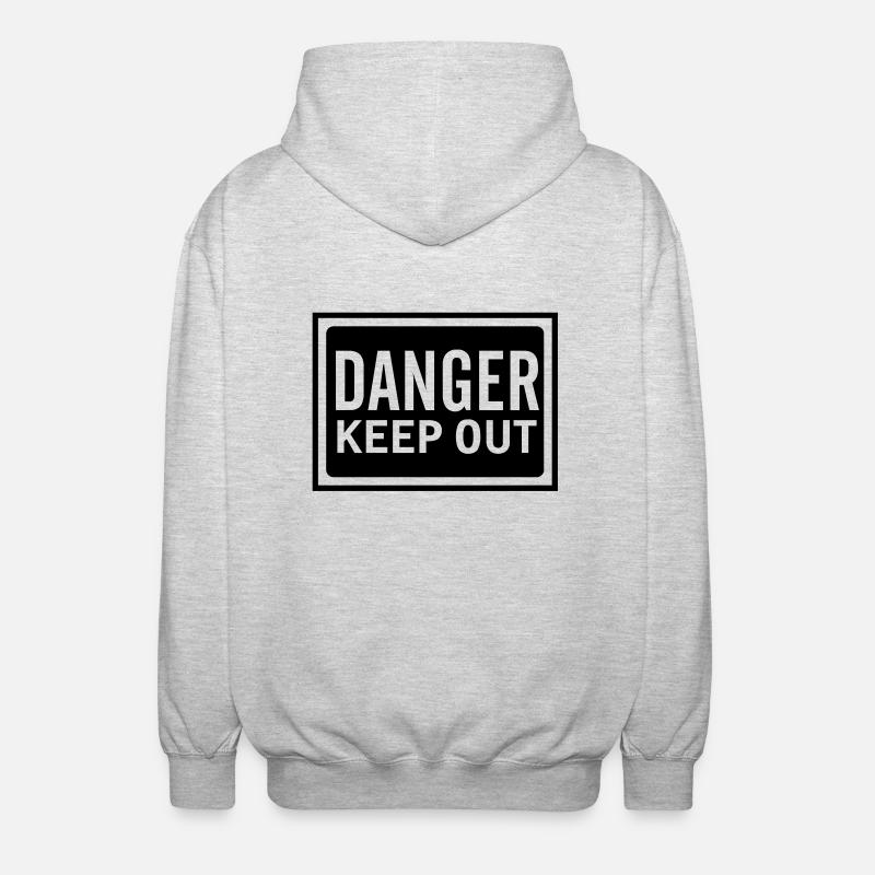 danger_keep_out_100 - Unisex Kapuzenjacke - Hellgrau meliert