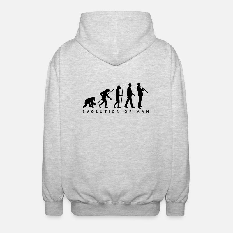 evolution_klarinette_spieler_082013_b_1c - Unisex Hooded Jacket - light heather grey