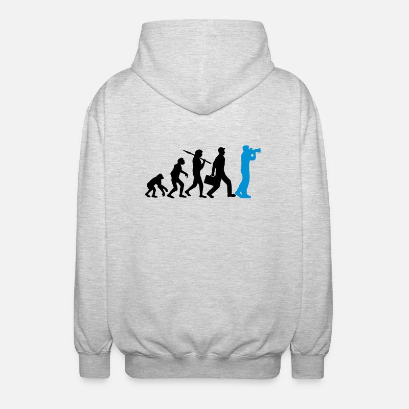 Fotograf Kamera Evolution - Unisex Kapuzenjacke - Hellgrau meliert
