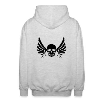 fly_skull_01 - Veste à capuche unisexe - gris clair chiné - Dos - AI Model Male 185 light (185cm)
