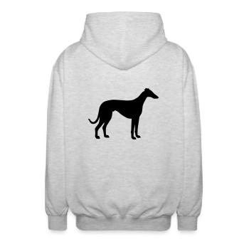 Whippet - Unisex Kapuzenjacke - Hellgrau meliert - Hinten - AI Model Male 185 light (185cm)