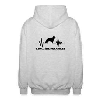 Cavalier King Charles - Unisex Kapuzenjacke - Hellgrau meliert - Hinten - AI Model Male 185 light (185cm)