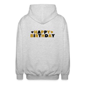 Happy Birthday - Unisex Kapuzenjacke - Hellgrau meliert - Hinten - AI Model Male 185 light (185cm)
