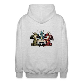 Dragons cartes à jouer - Veste à capuche unisexe - gris clair chiné - Dos - AI Model Male 185 light (185cm)