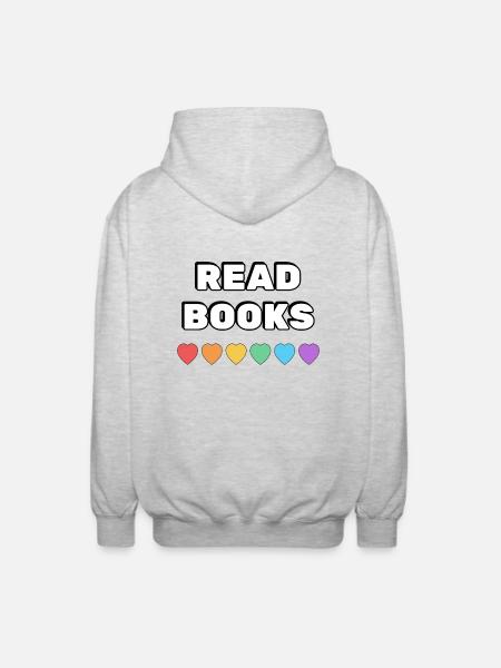 Read Books Rainbow Hearts - Unisex Hooded Jacket - light heather grey