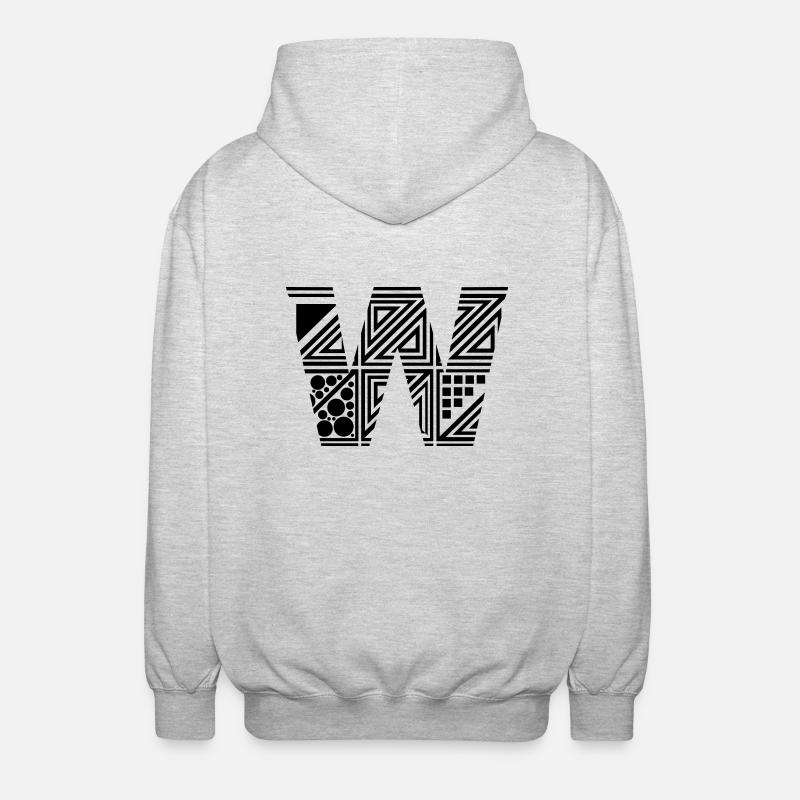 Buchstabe W - Unisex Kapuzenjacke - Hellgrau meliert