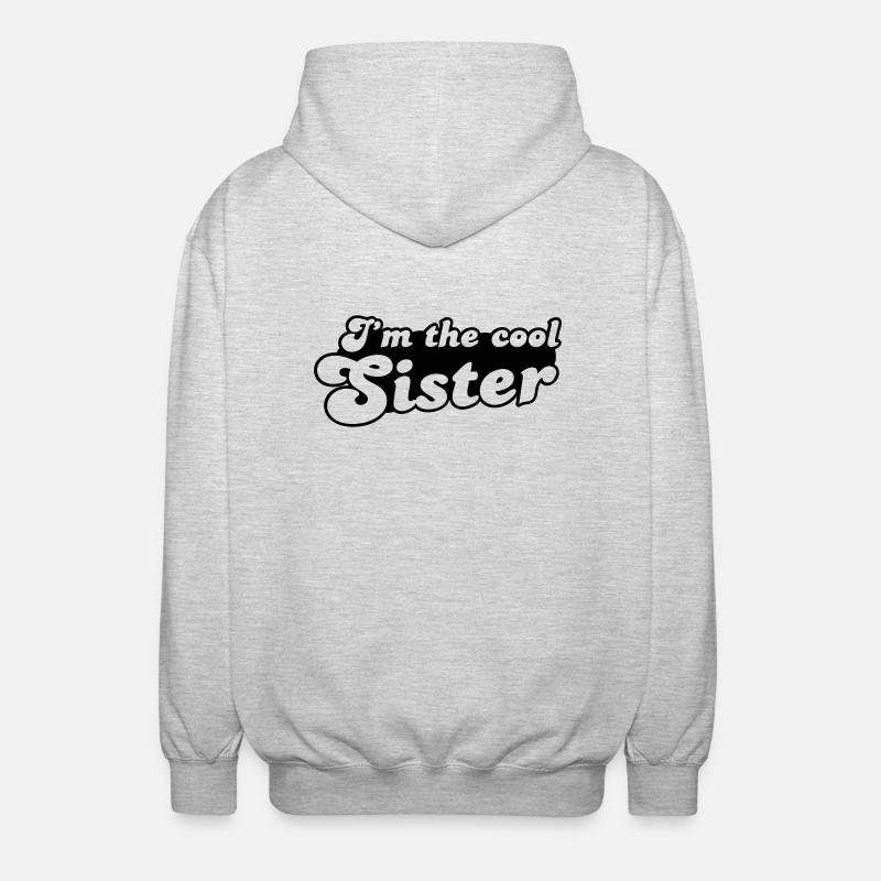 Ich bin die Schwester COOL - Unisex Kapuzenjacke - Hellgrau meliert