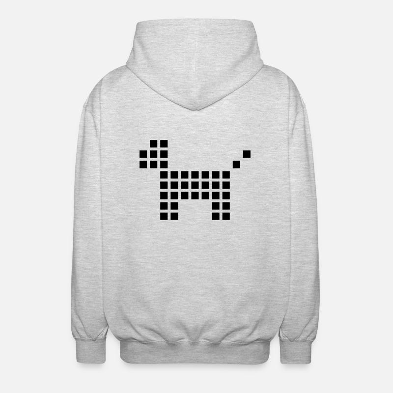 hund pixel - Unisex Kapuzenjacke - Hellgrau meliert