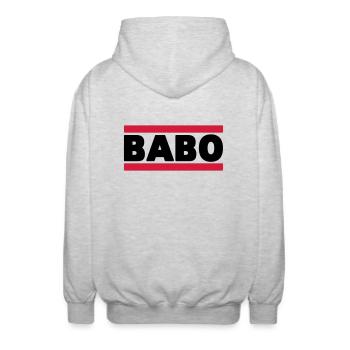 Babo - Unisex Hooded Jacket - light heather grey - Back - AI Model Male 185 light (185cm)
