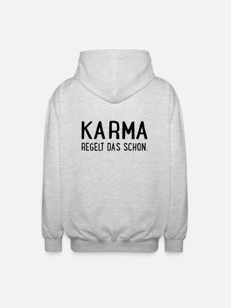 Karma regelt das schon - Unisex Kapuzenjacke - Hellgrau meliert