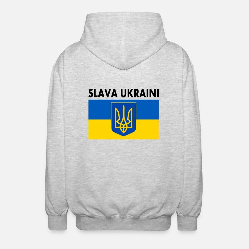 Slava ukraini - Unisex Kapuzenjacke - Hellgrau meliert