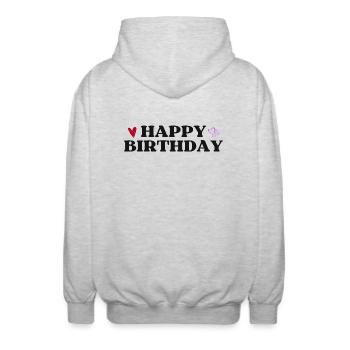 Happy Birthday - Unisex Kapuzenjacke - Hellgrau meliert - Hinten - AI Model Male 185 light (185cm)