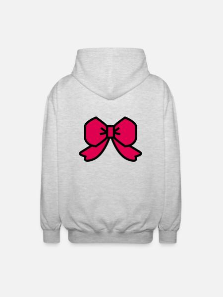 red ribbon bow - Unisex Hooded Jacket - light heather grey