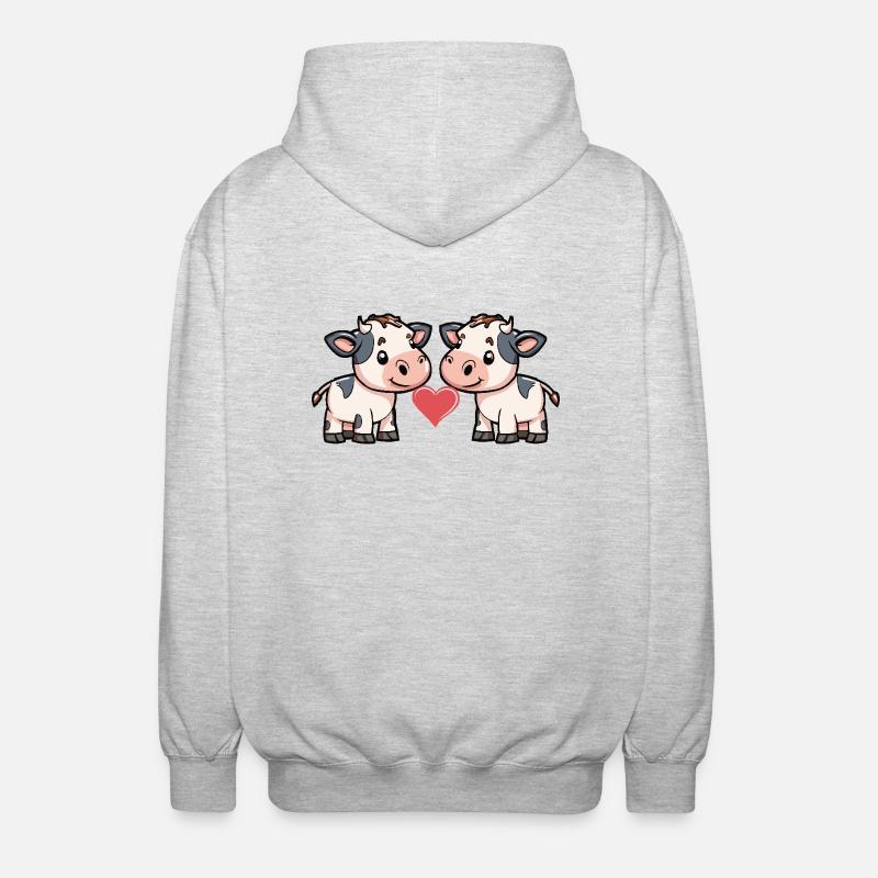 Couple de vaches Saint-Valentin - Veste à capuche unisexe - gris clair chiné