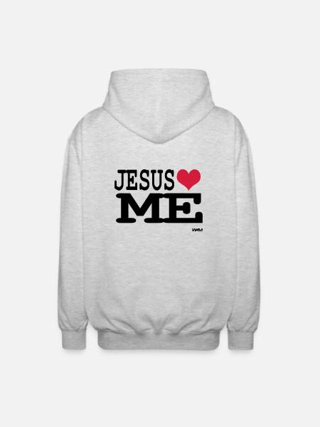jesus loves me - Unisex Hooded Jacket - light heather grey