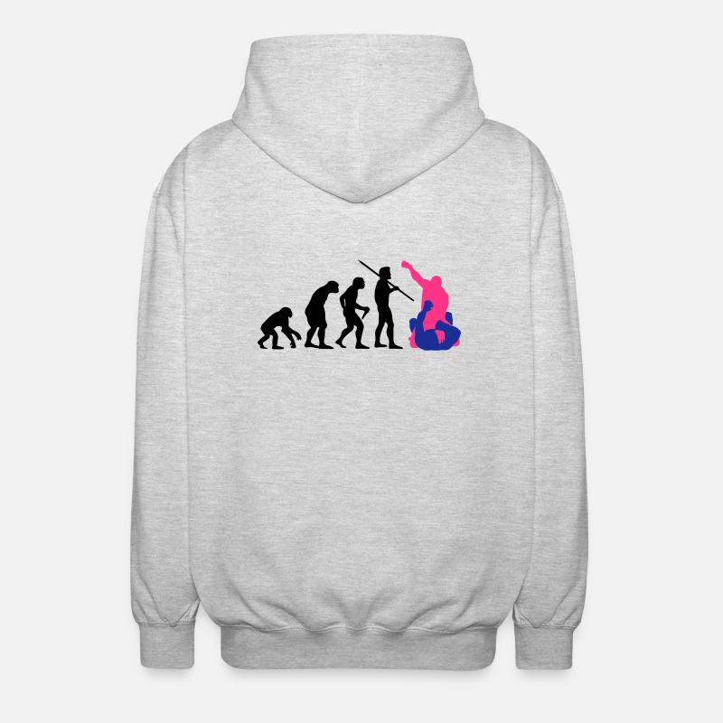 Evolution des Mannes - MMA - Unisex Kapuzenjacke - Hellgrau meliert
