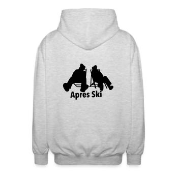 Ski, ski, skiing, après ski, freeski, freeskiing - Veste à capuche unisexe - gris clair chiné - Dos - AI Model Male 185 light (185cm)