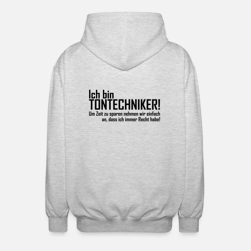ich bin tontechniker - Unisex Kapuzenjacke - Hellgrau meliert