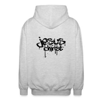 des larmes de sang christ gratter tatouage goutte - Veste à capuche unisexe - gris clair chiné - Dos - AI Model Male 185 light (185cm)