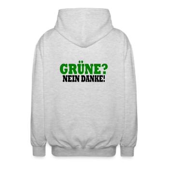 grüne nein danke - Unisex Kapuzenjacke - Hellgrau meliert - Hinten - AI Model Male 185 light (185cm)