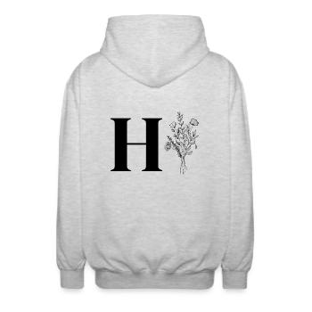 Minimalistische Blumen - Unisex Kapuzenjacke - Hellgrau meliert - Hinten - AI Model Male 185 light (185cm)