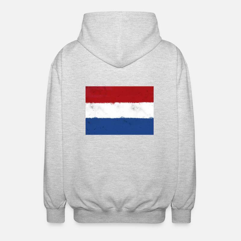 Drapeau des Pays-Bas - Pays-Bas - Veste à capuche unisexe - gris clair chiné