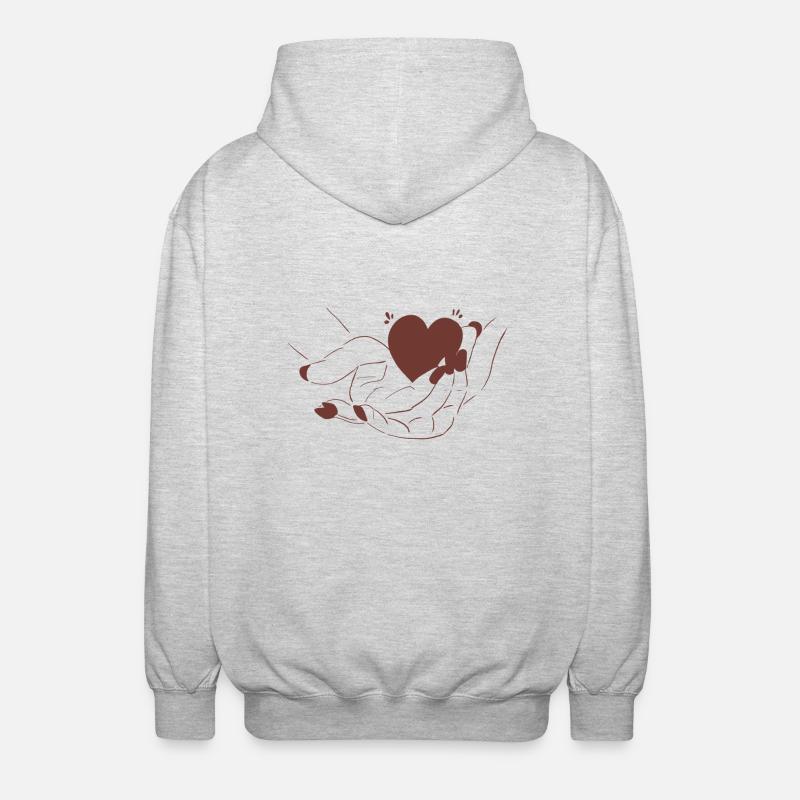 Hands with heart - Unisex Hooded Jacket - light heather grey