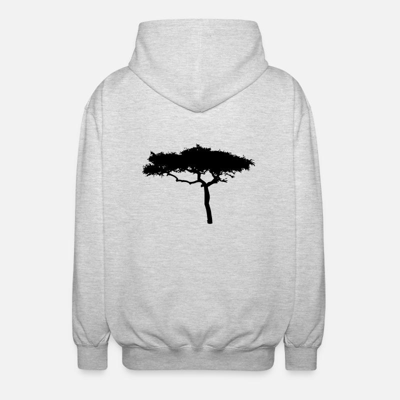 Afrika Savanne Baum - Unisex Kapuzenjacke - Hellgrau meliert