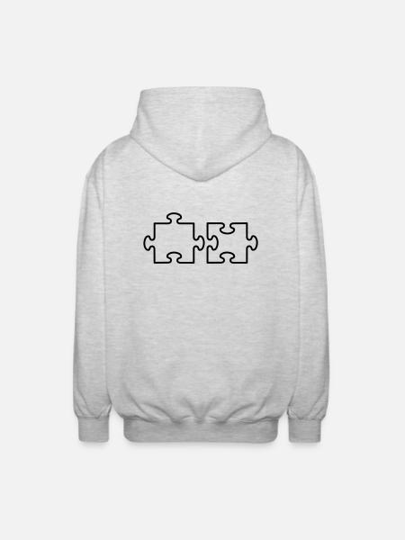 2 Puzzle Teile - Unisex Hooded Jacket - light heather grey