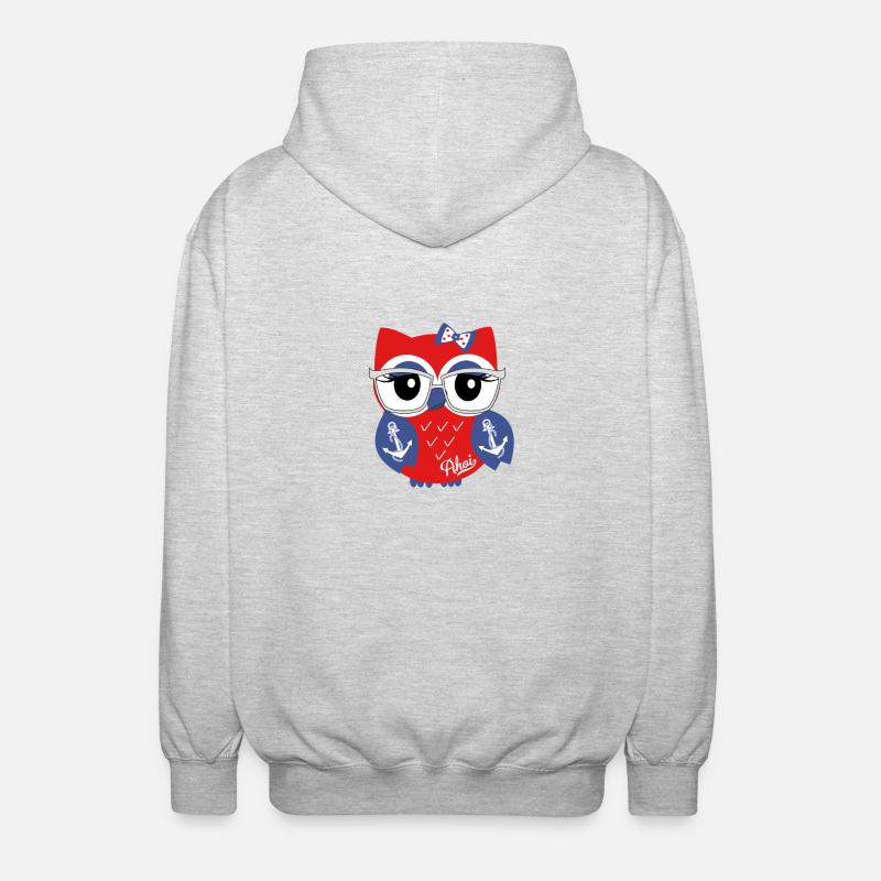 Eule_Ahoi_blau - Unisex Kapuzenjacke - Hellgrau meliert