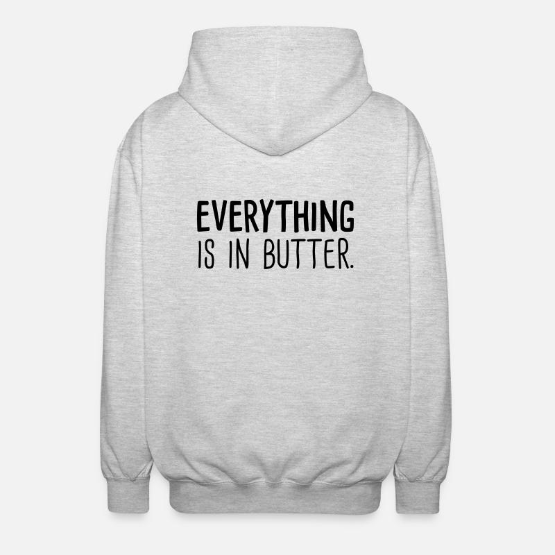 everything is in butter - Unisex Kapuzenjacke - Hellgrau meliert