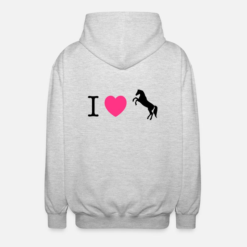 Ich liebe Pferde / Ponys - Unisex Kapuzenjacke - Hellgrau meliert