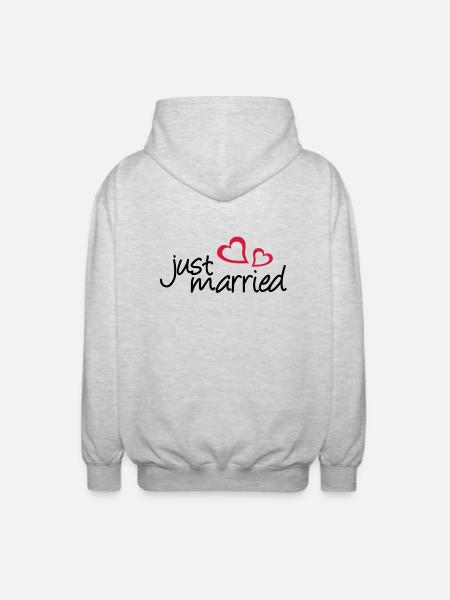 Just Married Heart Duo  - Unisex Hooded Jacket - light heather grey
