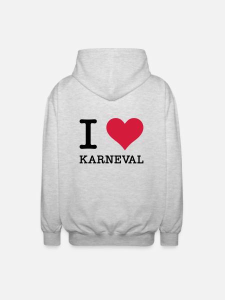 I Love Karneval - Unisex Kapuzenjacke - Hellgrau meliert