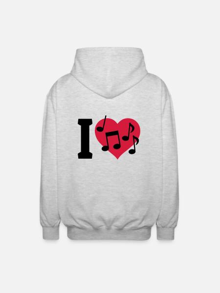 I love Music - Unisex Hooded Jacket - light heather grey